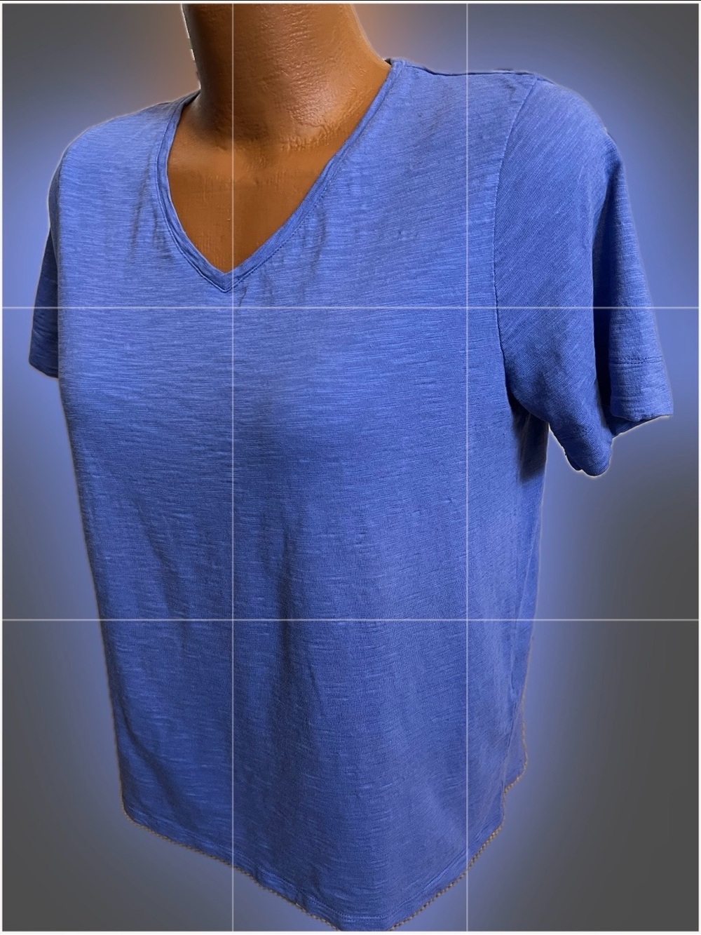 Chicory inverted back pleat v-neck slub cotton modal tee top Size 2 /L SS
